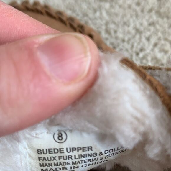 Chestnut brown suede Boots Chrissy moccasin Sherpa Faux Fur Bootie Size 8 - Picture 8 of 8